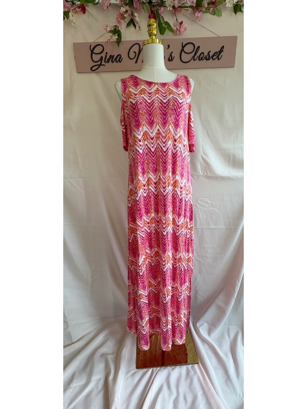 Design History Pink Magic Chevron Missy XL Maxi Dress